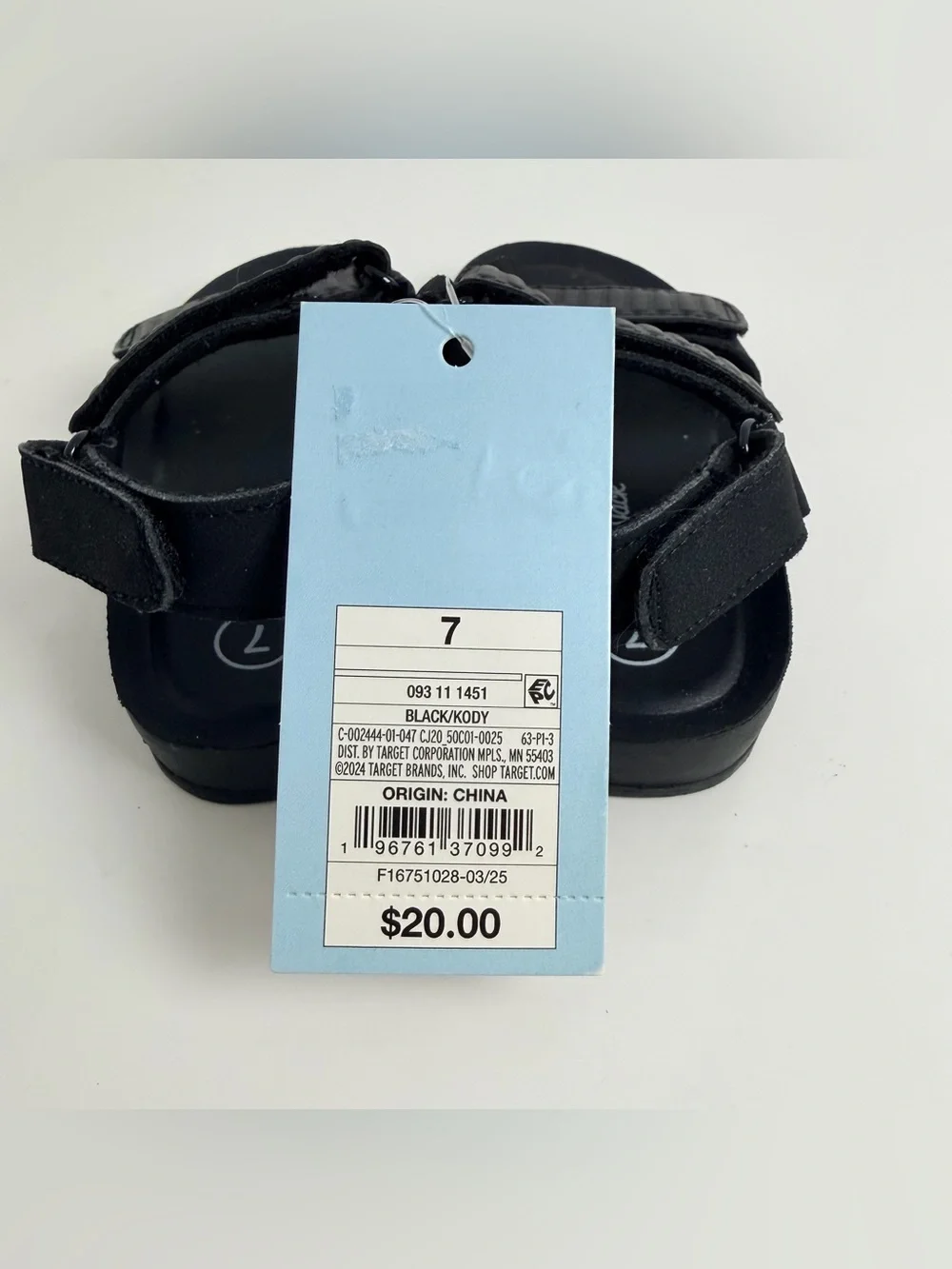 Cat & Jack Black Adjustable Strap Kids Sandals